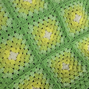 Lime green crochet blanket handmade for sale crochet granny square cotton lightweight soft Afghan throw
