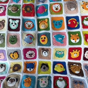 Crochet amigurumi animal baby blanket custom handmade nursery wall art character animal baby stroller cotton Afghan
