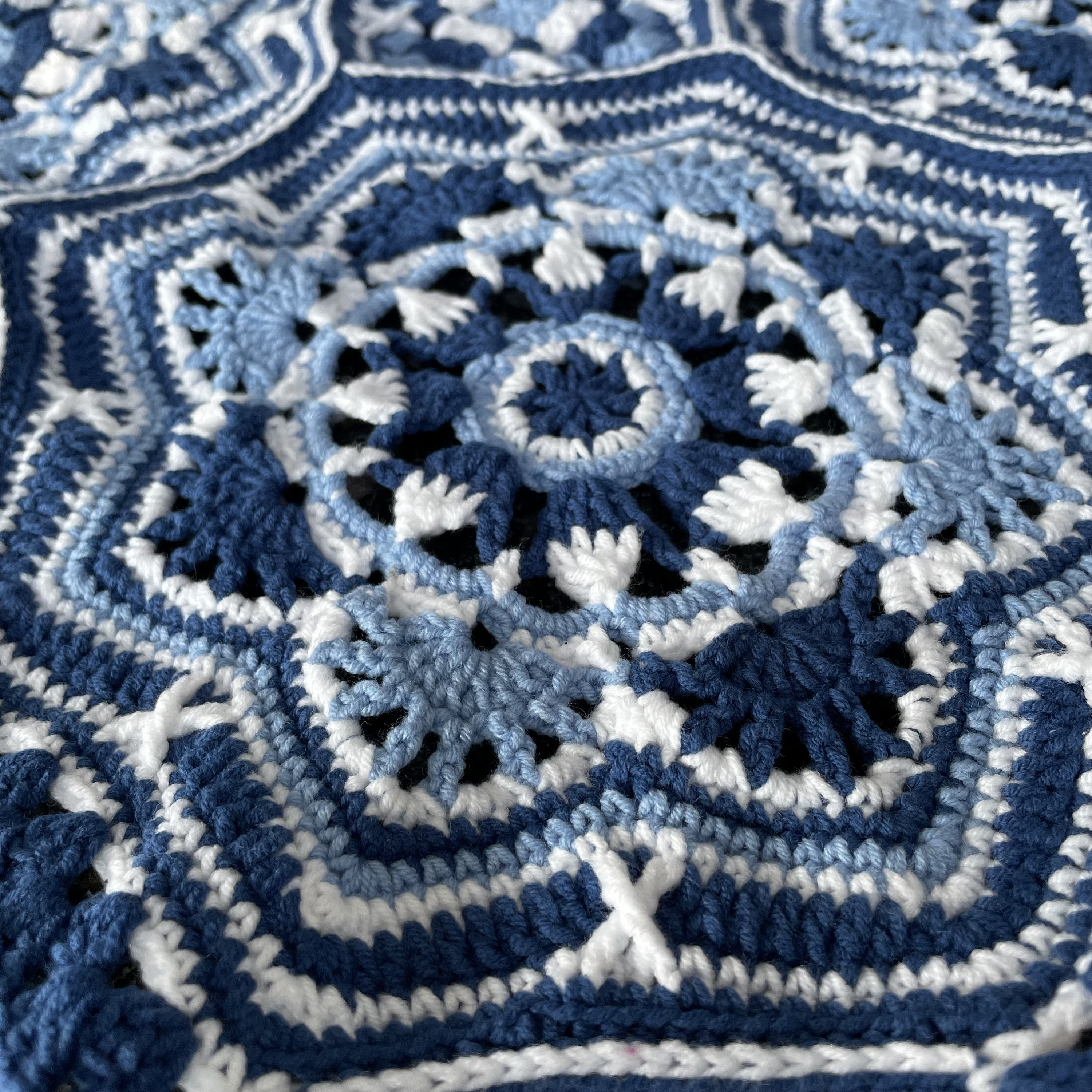 Custom Crochet Janie Crow Patterned Afghan: Blue Persian Tile