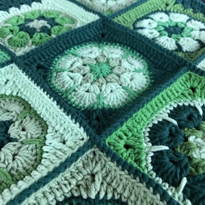Teal green Handmade granny square crochet blanket knit dark mint green African floral crochet Afghan throw blanket crochet blanket crochet