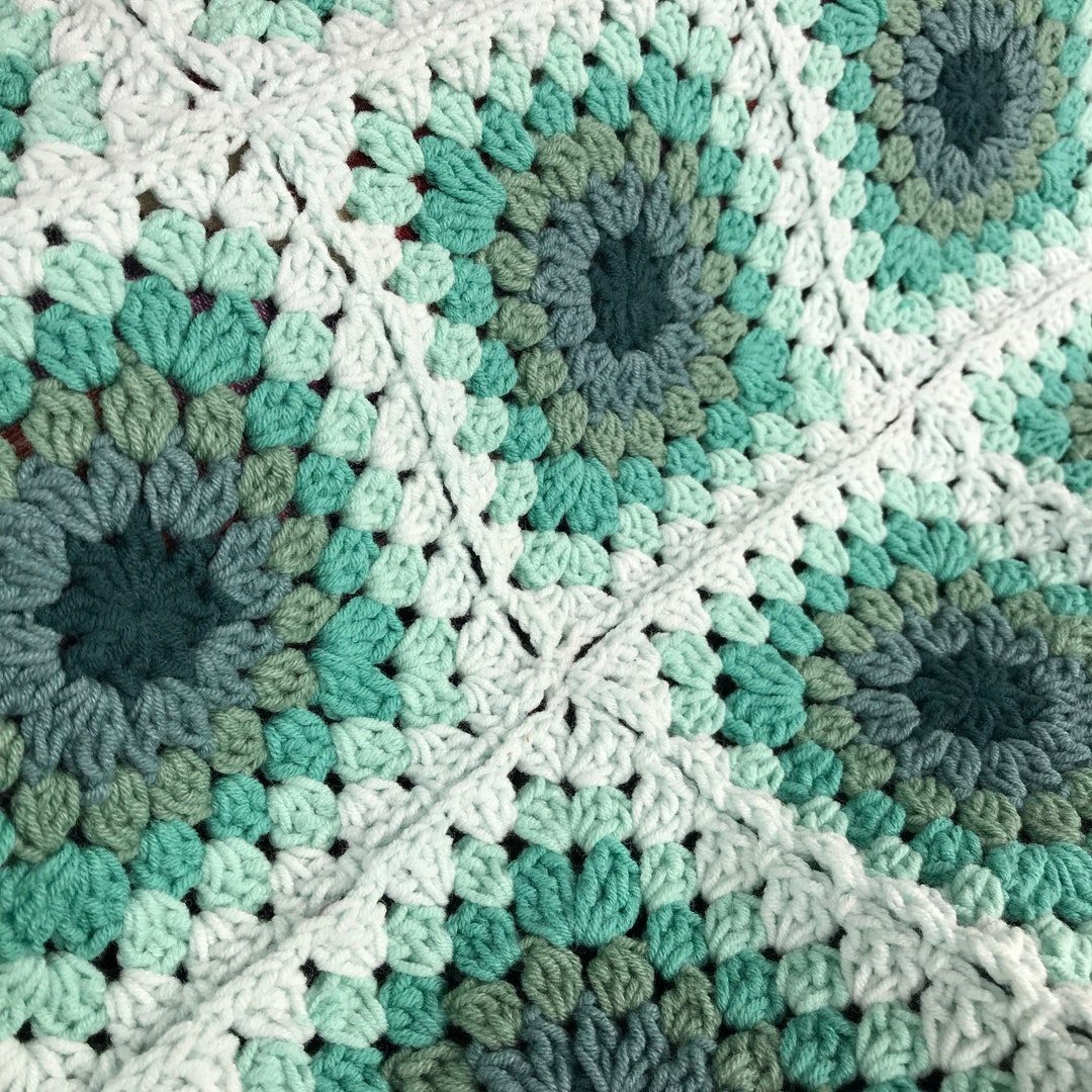 Pepermint Green Cotton Crochet Weighted Blanket Granny Square Etsy
