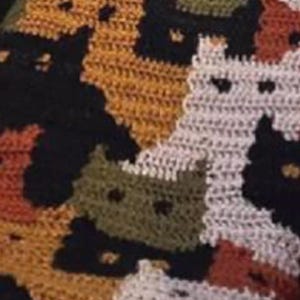 Handmade Crochet Cat Throw Blanket: Custom Colors, 48x60 Inch