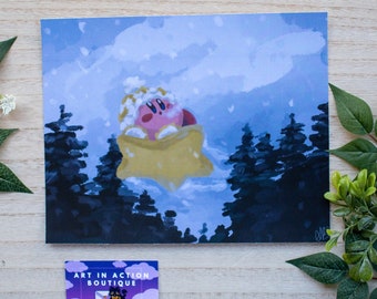Impresión de arte de fan inspirado en videojuegos, obra de arte invernal, arte digital, linda obra de arte kawaii, regalo perfecto para los amantes de los videojuegos (8 x 10 pulgadas).