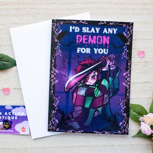 Anime Dämonenkämpfer Schwertkämpfer Ninja Jubiläumskarte, Valentinstagskarte, Fan Art, Liebeskarte, Anime Karte, Anime Geschenk, für sie, nerdig, cool