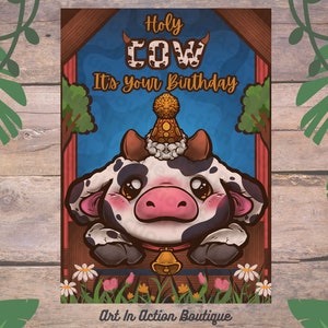 mignonne, cottagecore, marrant, vache, animaux de la ferme, meme, princesse, chétif, kawaii, carte meme, anniversaire, carte de voeux, noyau de ferme, cadeau, créatif