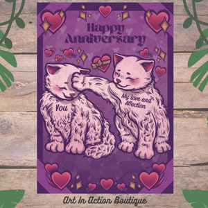 Tarjeta de aniversario divertida / Meme de gato / Amor y afecto / Regalo adorable, Esposo, Esposa, Ella, Él / Corazón, Gatos, Gatito, Meme, Romántico