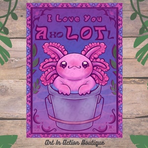 lindo, Axolotl, divertido, genial, arte inspirado en México, meme, animal, agua, insignificante, tarjeta de San Valentín, cumpleaños, tarjeta de felicitación, regalo de aniversario,