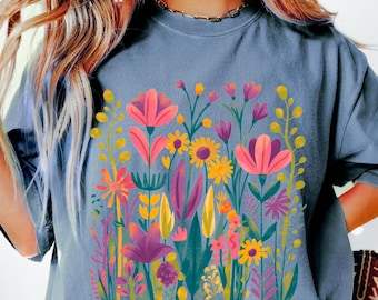 Vintage Wildflower Graphic Tee: Comfort Colors 90s Retro Style
