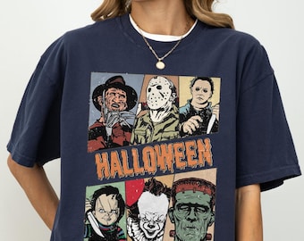 Camiseta de película de terror retro: Camiseta gráfica de Halloween espeluznante