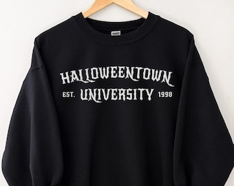 Sudadera de cuello redondo bordada de la Universidad de Halloweentown - Ropa de otoño