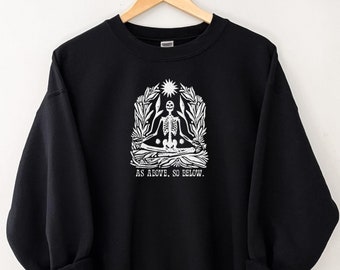 Geborduurd Halloween-skelet sweatshirt met ronde hals: unisex herfstmode