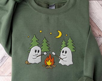 Broderad spök- och pumpatröja: Spöksäsong Halloween-tröja