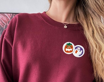 Embroidered Halloween Sugar Cookie Sweatshirt: Unisex Fall Crewneck