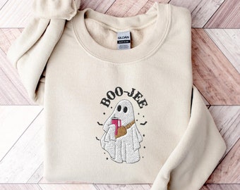 Embroidered Ghost Sweatshirt: Spooky Season Boo-jee Crewneck