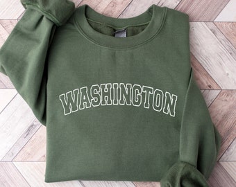 Embroidered Washington Sweatshirt: Vintage Style Crewneck