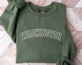 Embroidered Vintage Washington Sweatshirt, Washington Crewneck Sweatshirt, Distressed Washington Sweatshirt, Washington Gift, College Gift