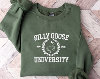 Embroidered Silly Goose Sweatshirt, Embroidered Goose Crewneck Sweatshirt, Silly Goose Shirt, Funny Sweatshirt, Funny Embroidered Shirt