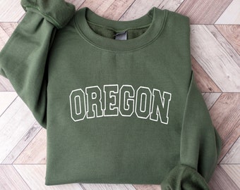 Embroidered Oregon Sweatshirt Crewneck, Vintage Crewneck, Portland Sweatshirt, Embroidered Crewneck Sweatshirt, Oregon State, Hiking, Park