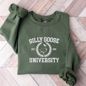 Embroidered Silly Goose Sweatshirt, Embroidered Goose Crewneck Sweatshirt, Silly Goose Shirt, Funny Sweatshirt, Funny Embroidered Shirt