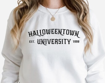 Sudadera bordada de la Universidad de Halloweentown - Cuello redondo de Halloween