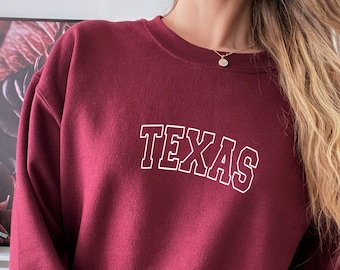 Embroidered Texas Sweatshirt: Lone Star State Crewneck