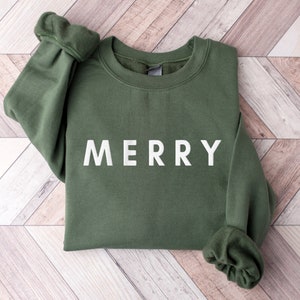 Embroidered Merry Christmas Sweatshirt: Cozy Holiday Crewneck