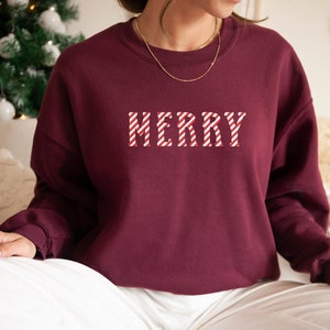 Christmas Sweatshirt, Merry Christmas Sweatshirt, Embroidered Christmas Shirt, Merry Crewneck Sweatshirt, Holiday Sweater, Christmas Gift