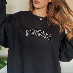 Embroidered Montana Sweatshirt: Vintage Style Unisex Crewneck