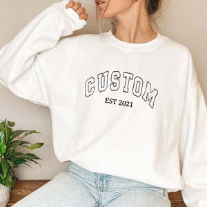 Custom Embroidered Varsity Crewneck: Personalized Cotton-Blend Sweatshirt