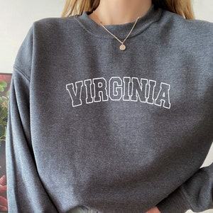 Embroidered Virginia Sweatshirt, Virginia Sweater, Virginia Crewneck, Virginia Gifts, State of Virginia Sweatshirts, Virginia Shirts