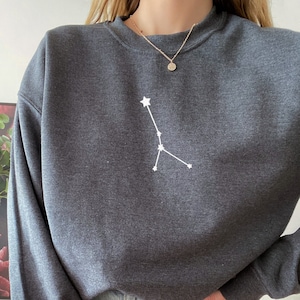 Bluza z haftowanym znakiem zodiaku Rak Sweter konstelacji, niestandardowa koszulka z horoskopem, urodziny znaku zodiaku, Aires Taurus Gemini Leo Virgo Aquarius