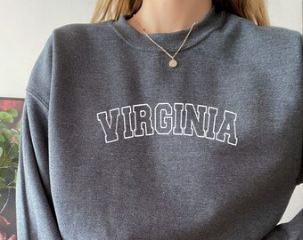 Embroidered Virginia Sweatshirt: Soft State Pride Crewneck