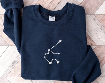 Sudadera bordada con la constelación de Acuario: suéter con el horóscopo del zodiaco