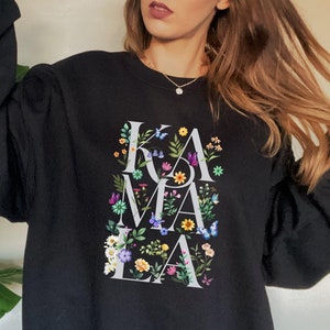 Embroidered Kamala Sweater, Comma La Sweatshirt, Kamala Harris Sweater, Female President, Kamala Rally Shirt, Support Kamala, Voting Hoodie