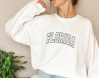 Embroidered Florida Sweatshirt: Soft Cotton-Blend Crewneck
