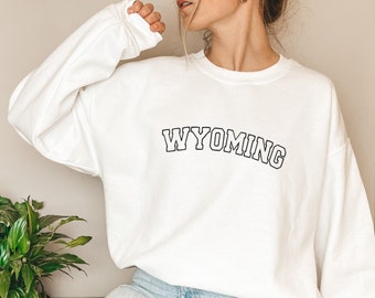 Embroidered Wyoming Sweatshirt: Soft Cotton-Blend Crewneck