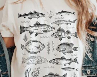 Vintage Fish Tattoo T-Shirt: 90s Retro Comfort Colors Y2K