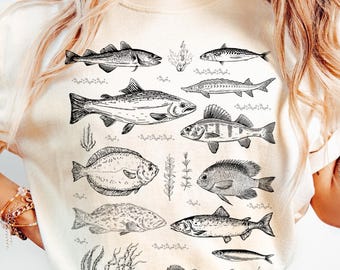 Vintage Fish Tattoo T-Shirt: 90s Retro Comfort Colors Y2K