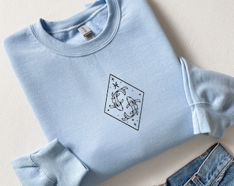 Embroidered Pisces Sweatshirt: Zodiac Astrology Hoodie