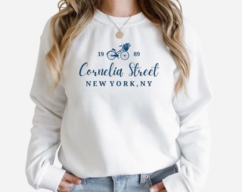 Embroidered Unisex Cornelia Street Crewneck, Vintage Crewneck Sweatshirt, New York City, Cornelia Street Sweatshirt, Embroidered Crewneck