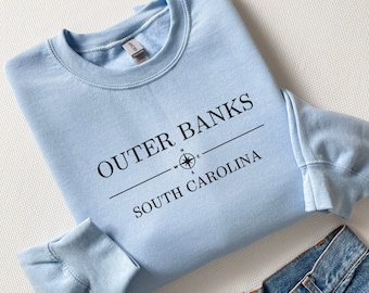 Sweatshirt met geborduurde Outer Banks: Pogue Life OBX ronde hals