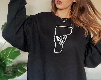 Embroidered Vermont Mountain Biking Sweatshirt: Cozy Cycling Gift
