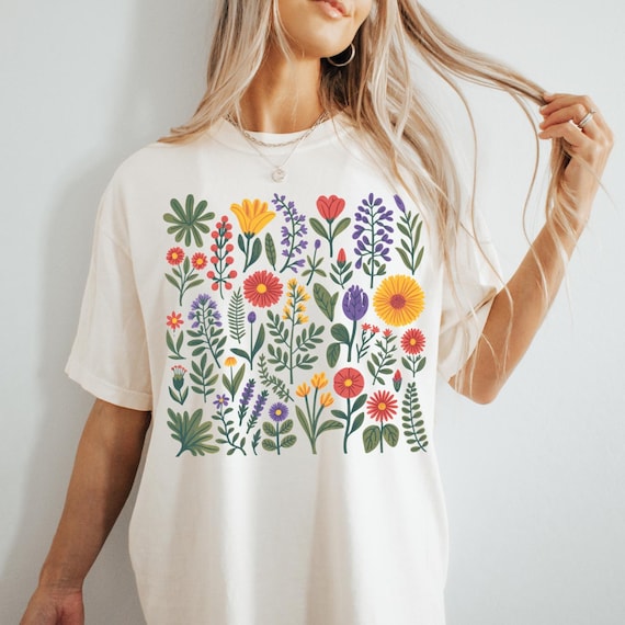 Fleurs sauvages bohèmes, chemise à fleurs, t-shirt graphique pour