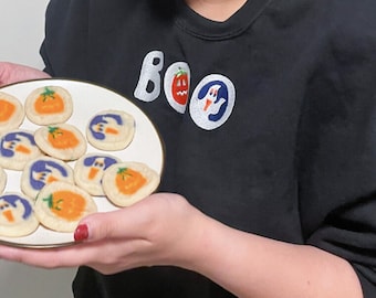 Halloween Cookies Boo Season Embroidered Sweatshirt