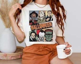 Camiseta de Halloween de película de terror retro: Camiseta gráfica espeluznante