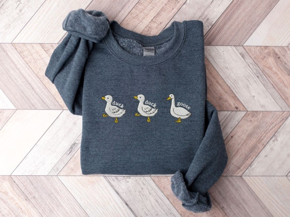Embroidered Silly Unisex Tee, Embroidered Goose Crewneck Sweatshirt, Goose  Shirt, Funny Sweatshirt, Funny Embroidered Shirt