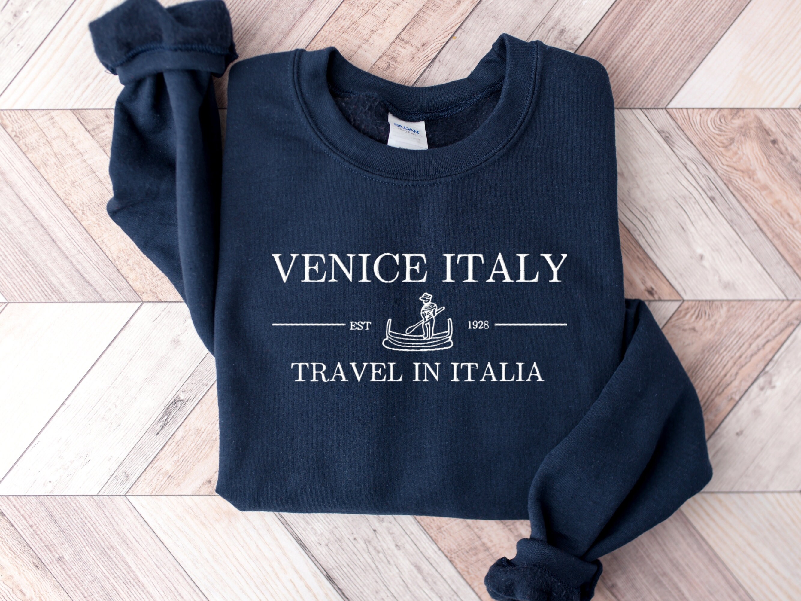 Custom Embroidery VENICE OF ITALY Embroidered Crewneck Sweatshirt Pick Color