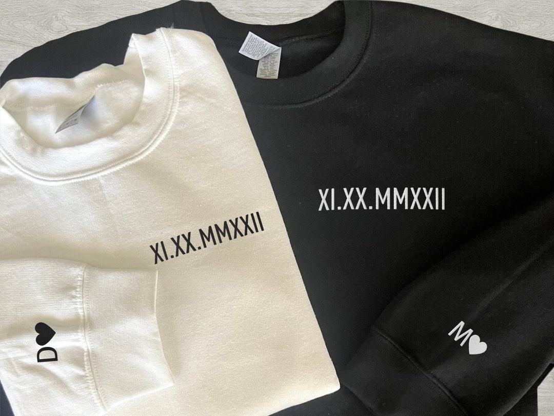 Custom Embroidered Roman Numeral Hoodie: Personalized Date, Couples ...