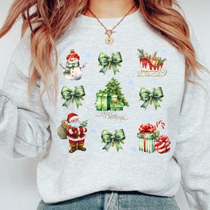 Sudadera navideña Coquette: Lazos, Papá Noel, Regalo festivo