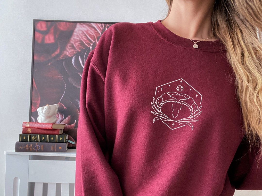 Custom Zodiac Embossed Sweatshirt - Horoscope Gift For Friends In Multiple Colors & Signs